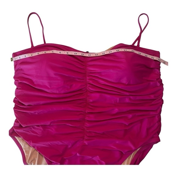 J. CREW Ruched Sweetheart One Piece Swimsuit Radiant Fuchsia Pink 24 /3X NEW - Picture 5 of 16
